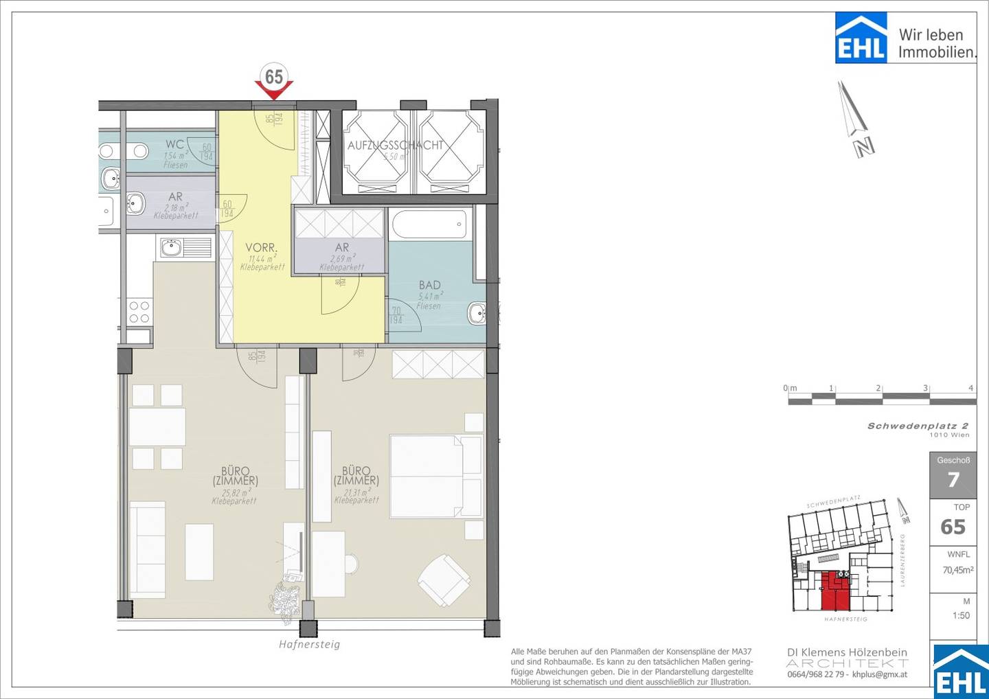 Wohnung 70m² 7. Etage Wien 1010