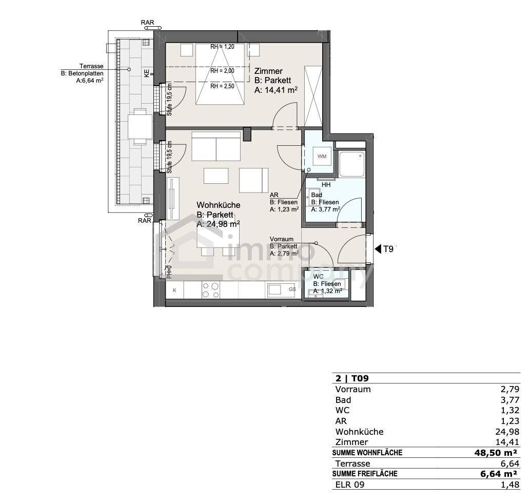 New build apartment with terrace first occupancy