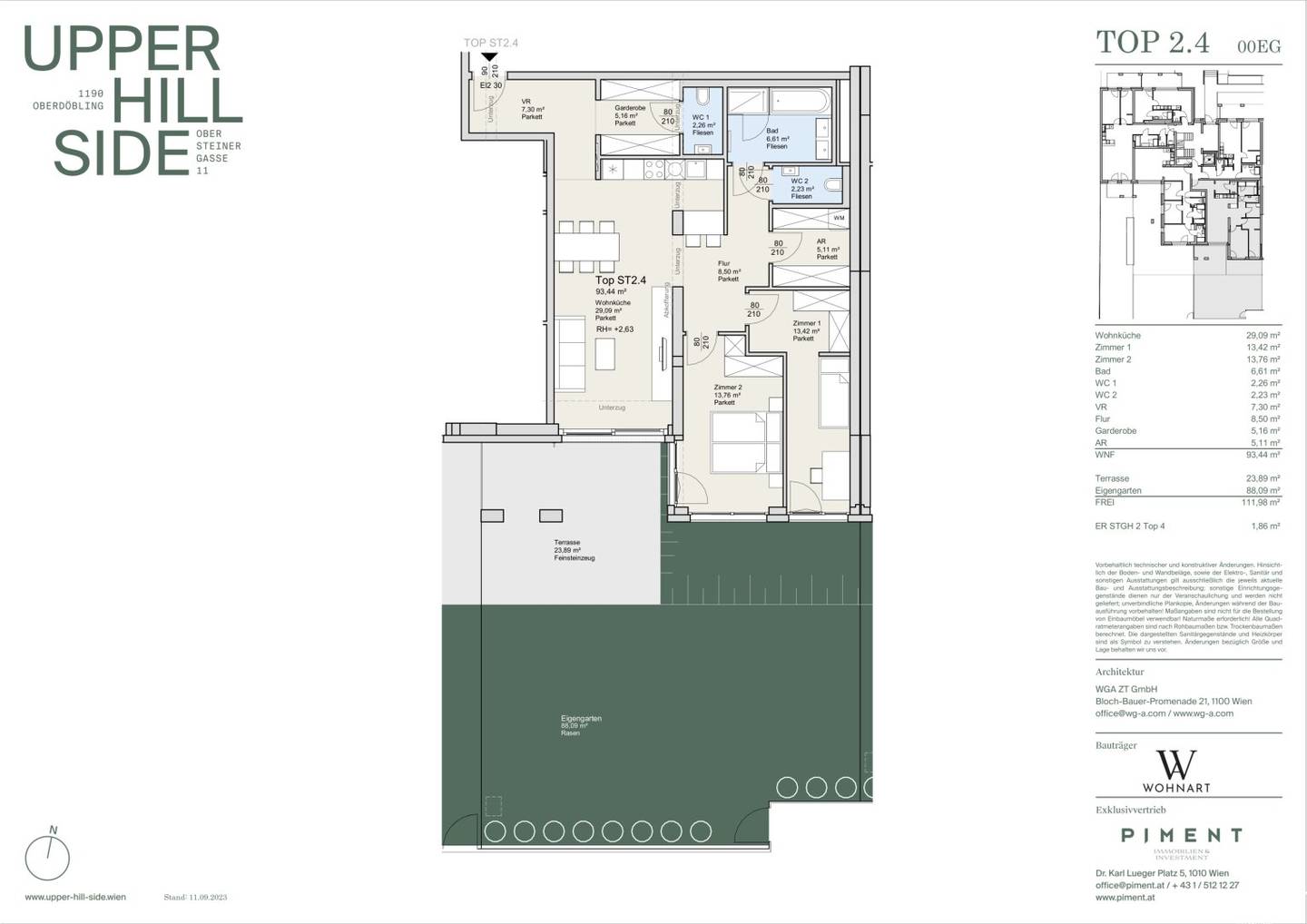 Apartment with own garden and terrace in Döbling