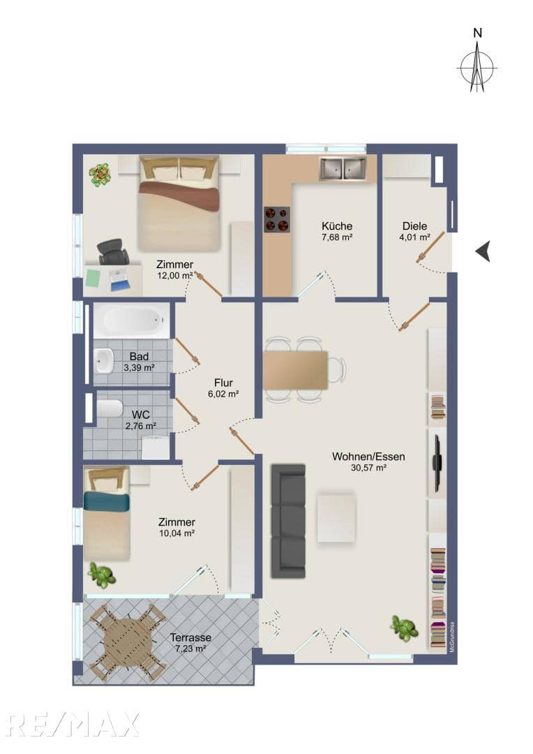 Wohnung mit Garten nahe Belgierkaserne