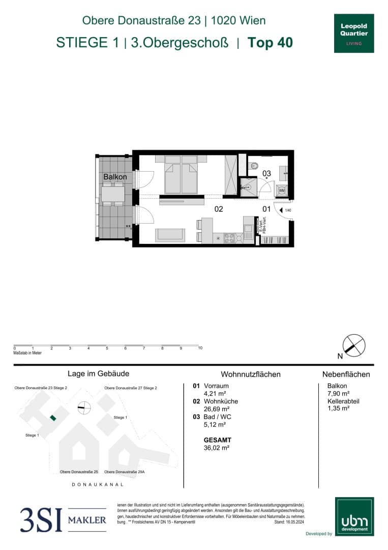 Newly built apartment with balcony near Donaukanal Augarten
