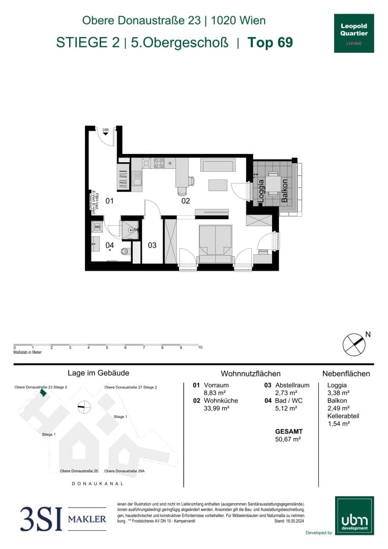 Newly built apartment balcony by Donaukanal commission free