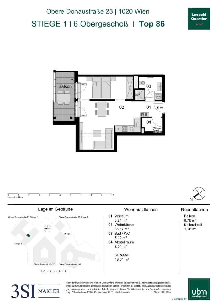 Apartment with balcony in Augarten