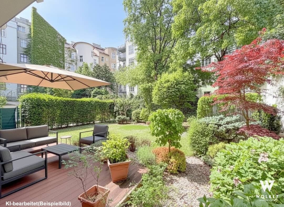 Generous private garden with terrace