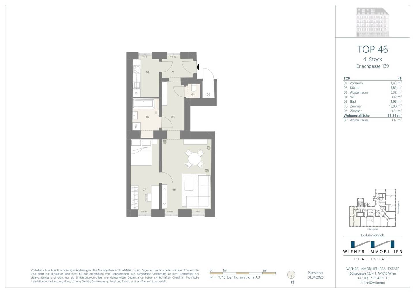 Renovated old building apartment with kitchenette