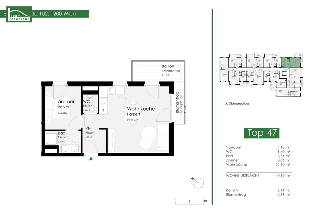 2-Room Flat Brigittenau 40m²