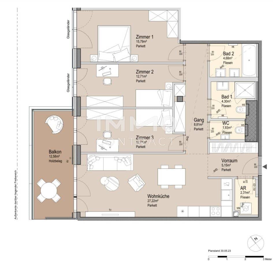Apartment new build first occupancy Gruner Prater wellness