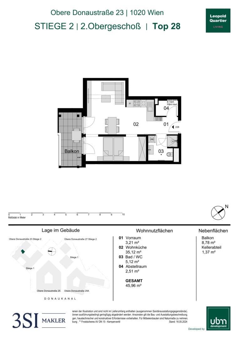 New build apartment balcony near Augarten