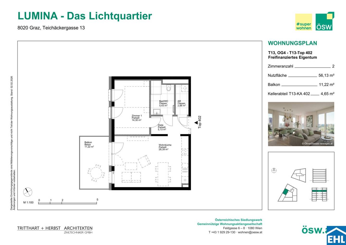 Erstbezug Wohnung autofreies Quartier Balkon