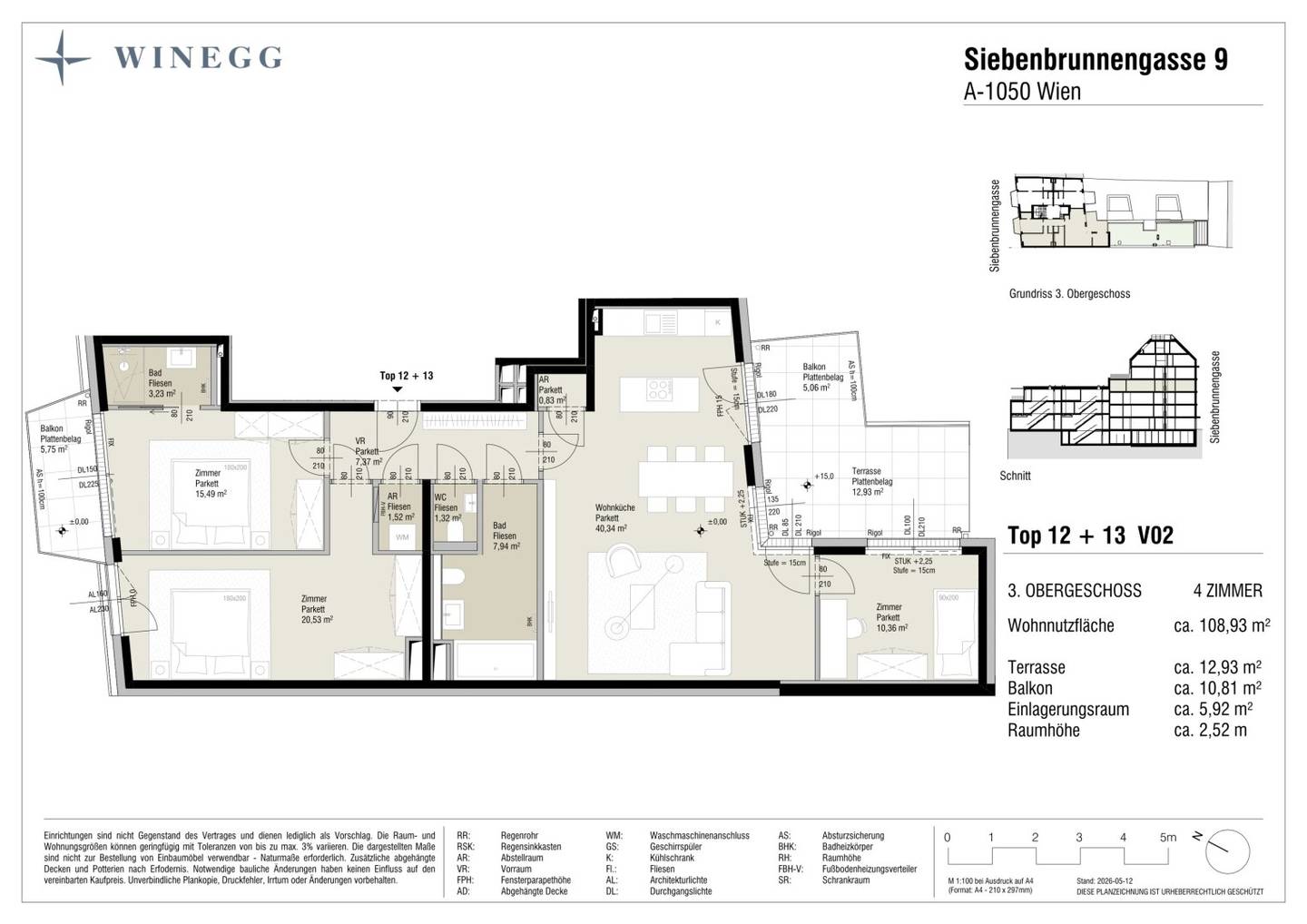 Apartment in a new building with balcony and terrace