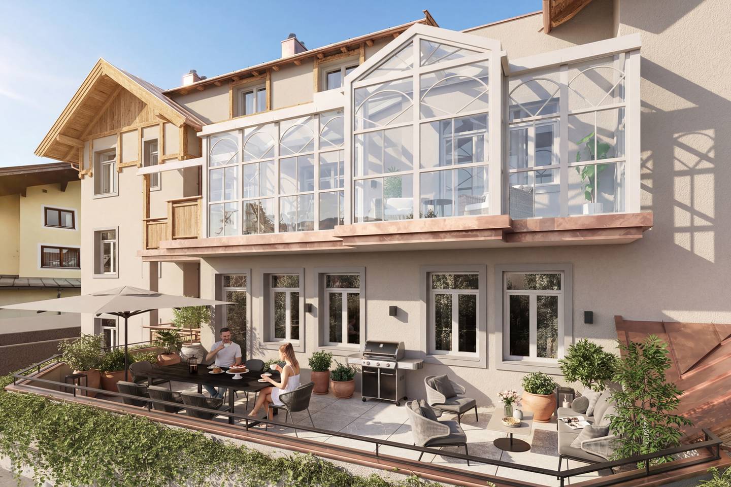 Apartment in a historic townhouse with mountain views