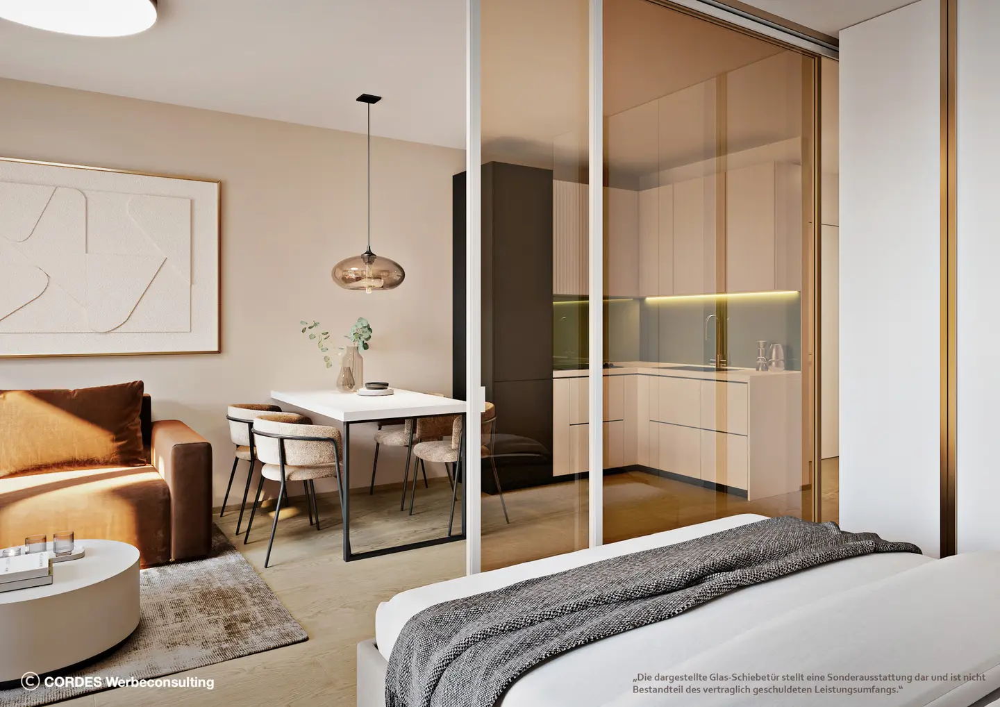 Apartment with loggia and geothermal energy