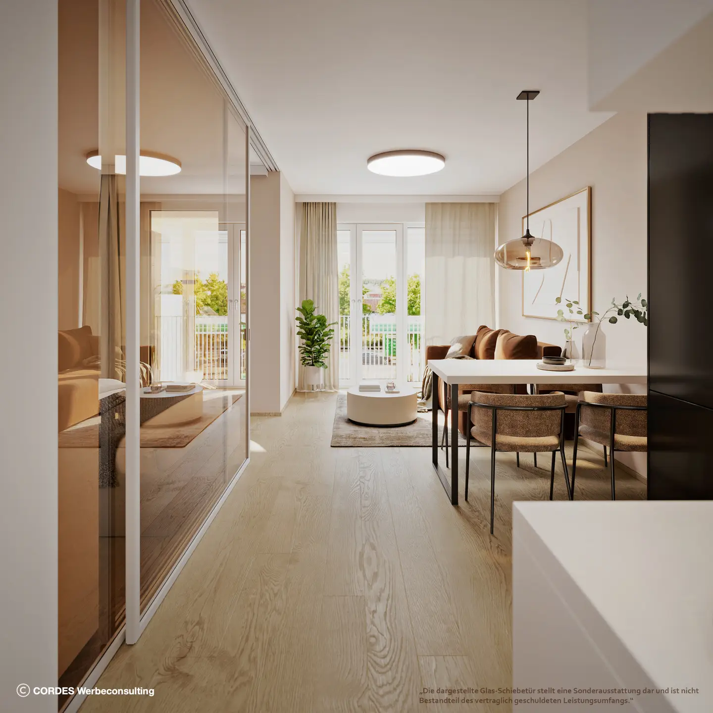 Apartment with loggia and geothermal energy