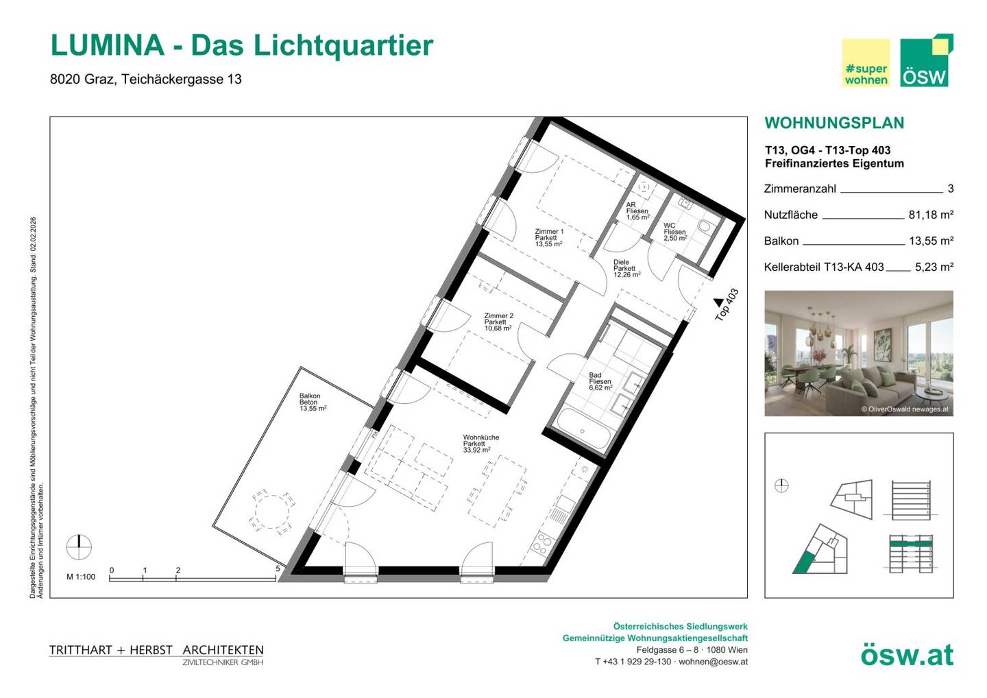 Neubauwohnung Reininghaus Erstbezug Balkon