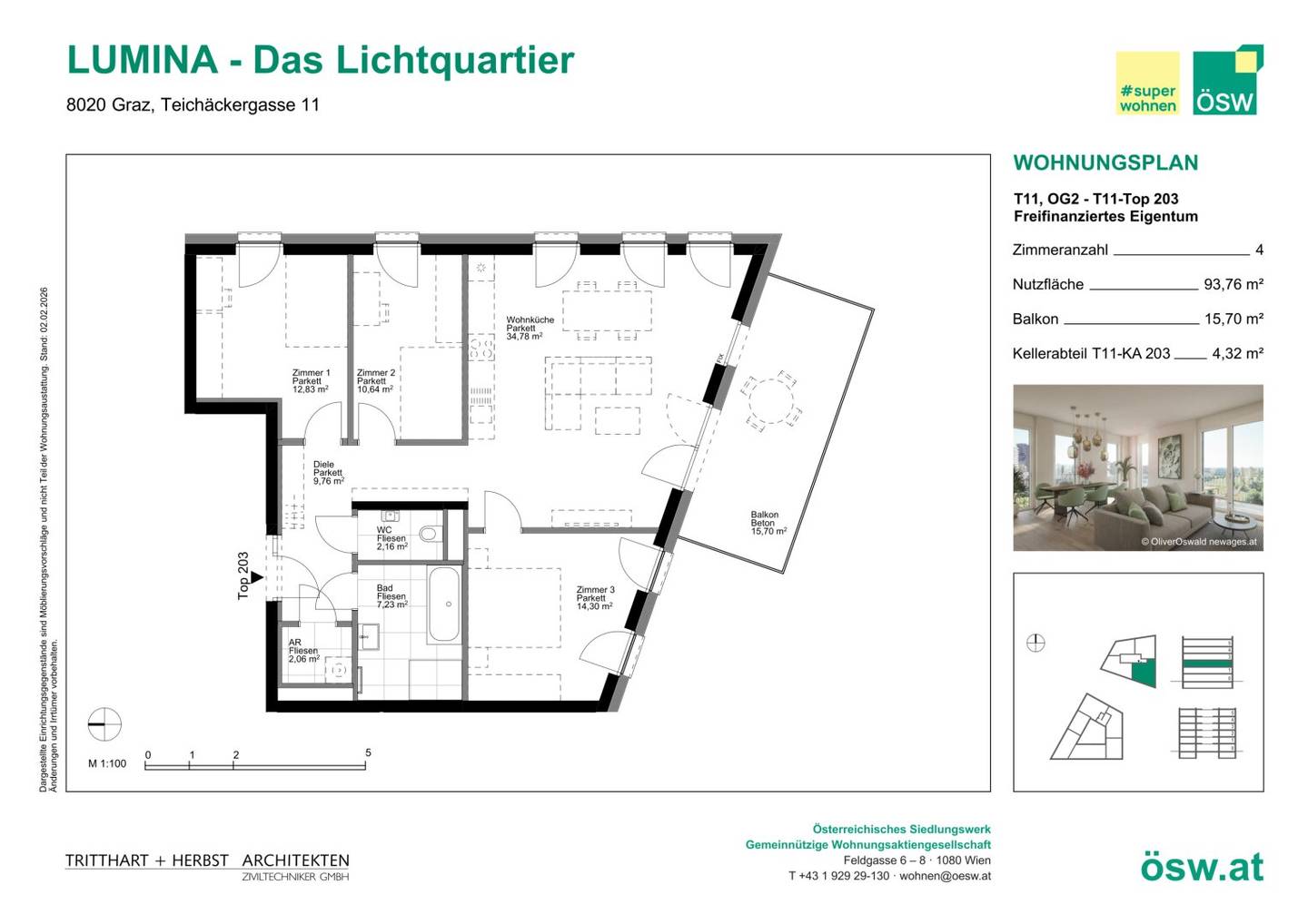 Apartment first occupancy car free balcony