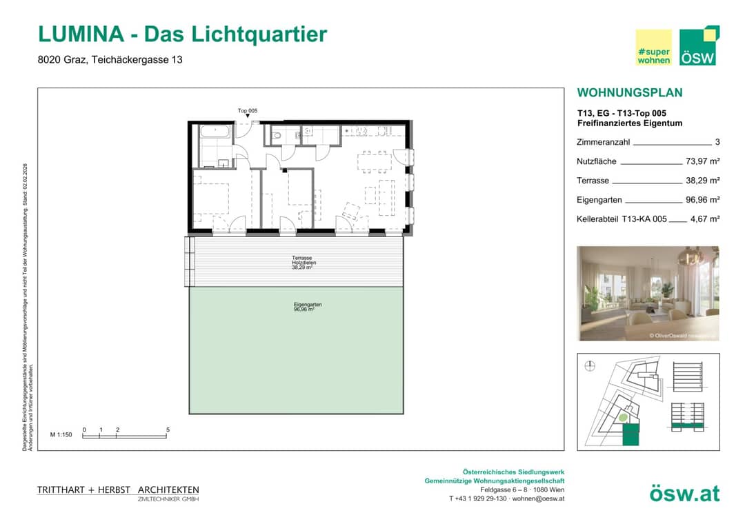 Neubauwohnung mit eigenem Garten und Terrasse