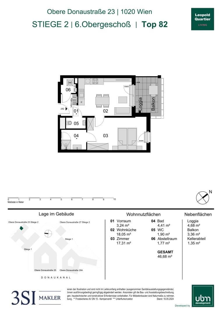 Apartment near Donaukanal with balcony and loggia