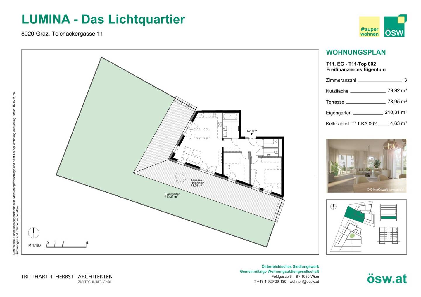Apartment with private garden in the city woodland area