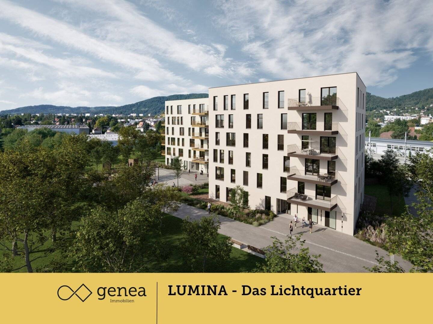 Wohnung Neubau autofreies Quartier Balkon