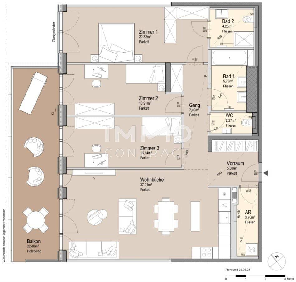 Etagenwohnung Grüner Prater Erstbezug Balkon