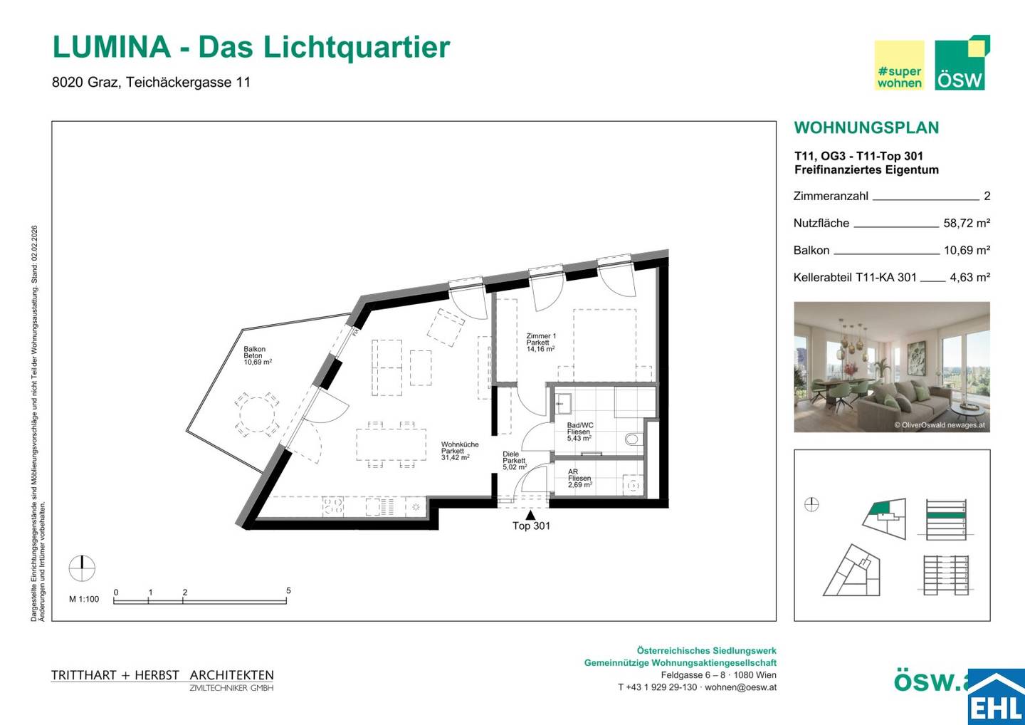 Lichtdurchflutete Wohnung mit Balkon und Terrasse