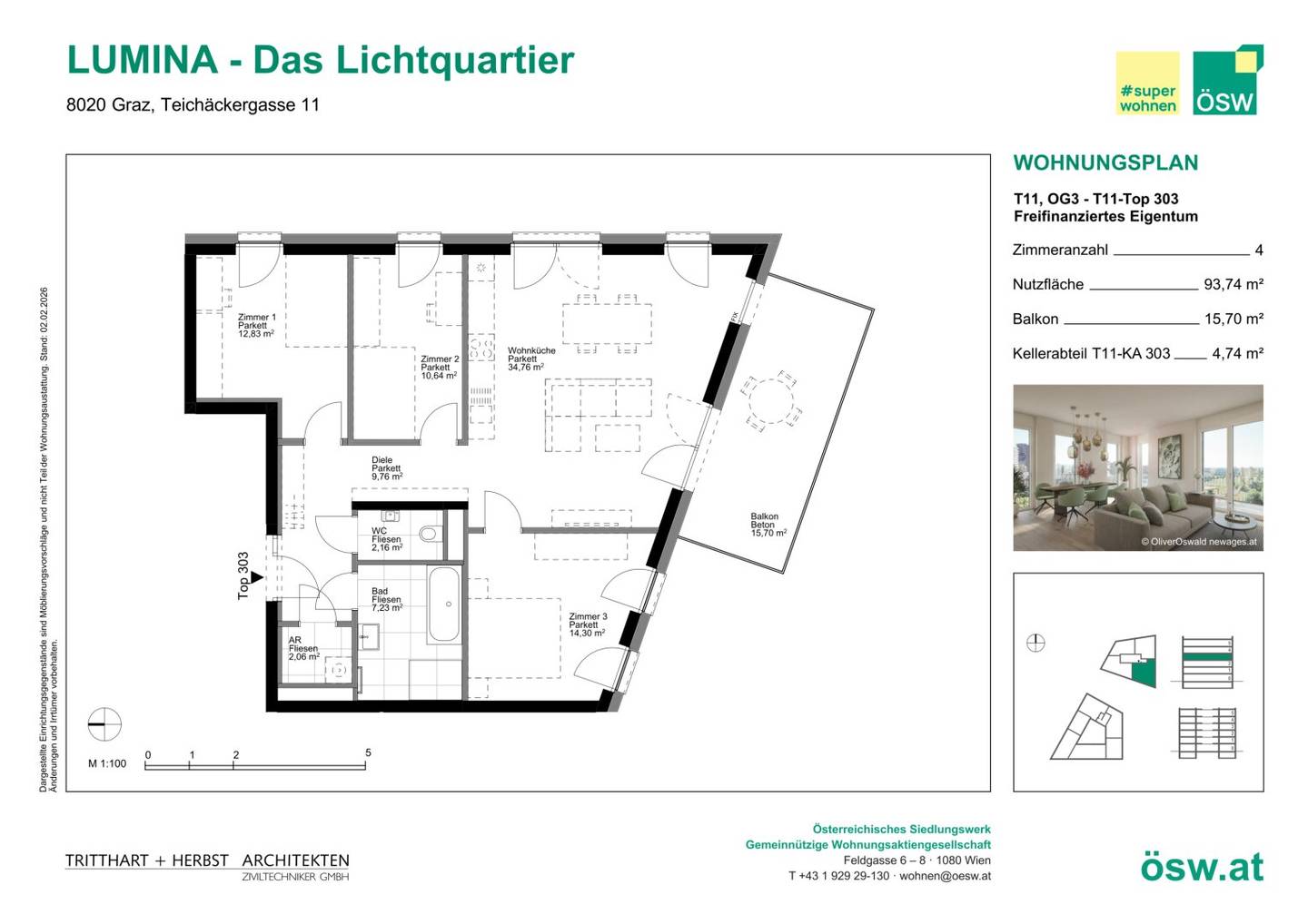 Wohnung Neubau Erstbezug Reininghaus Balkon