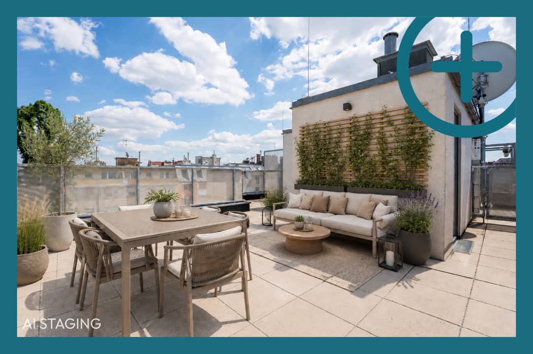 Attic apartment in an urban location with a 360 degree roof terrace