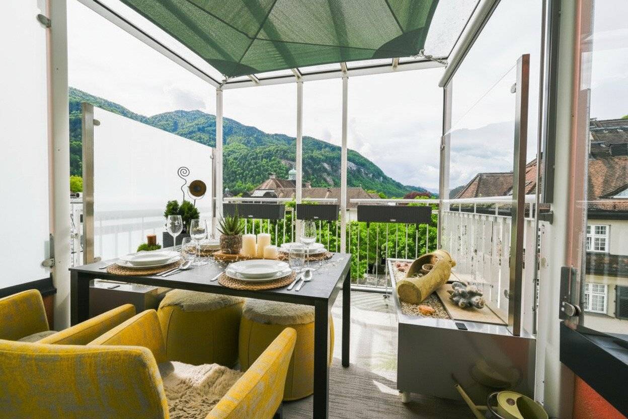 Moderne Wohnung mit Terrasse und Bergblick
