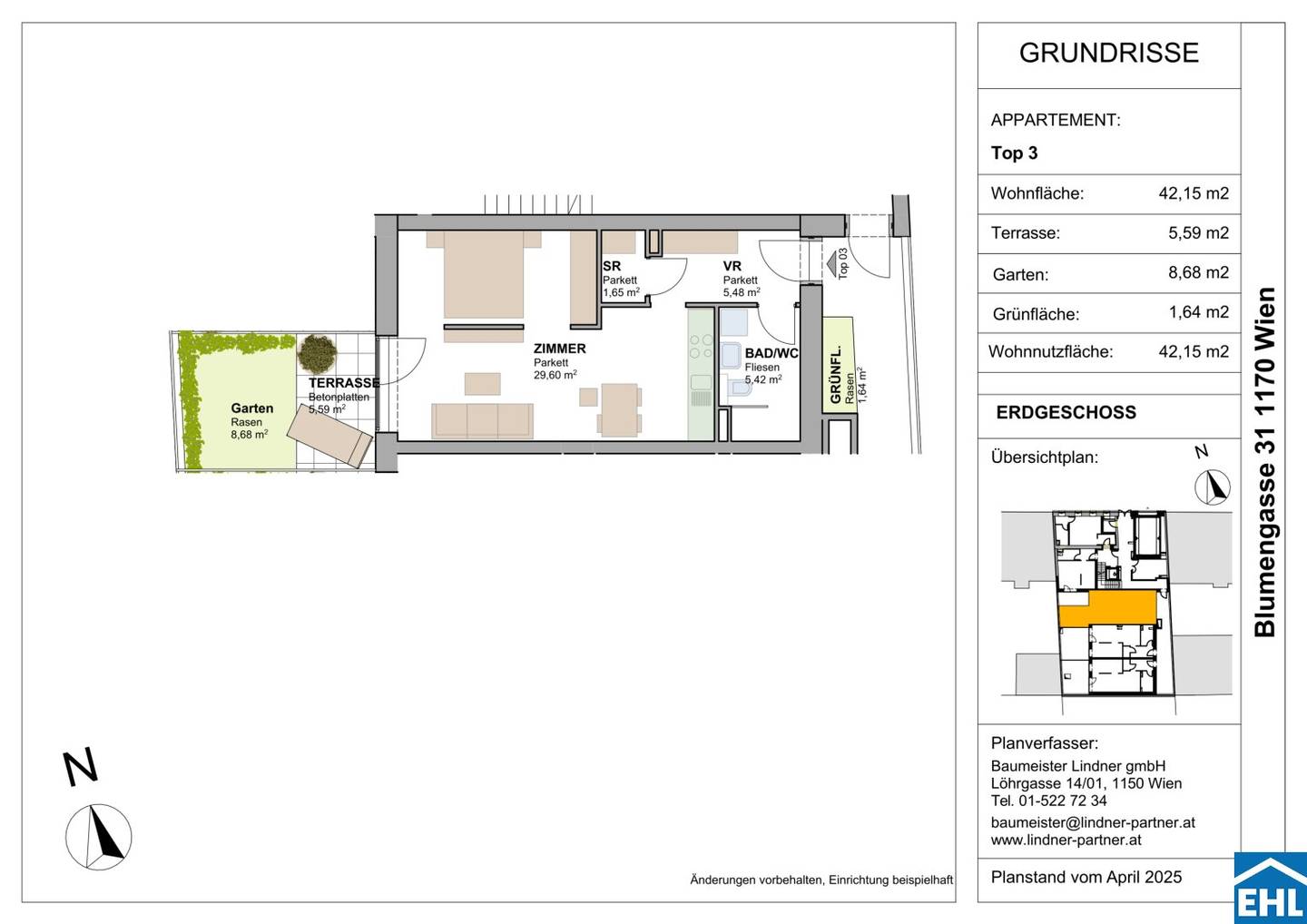 Ground floor apartment with terrace and garden in passive house quality