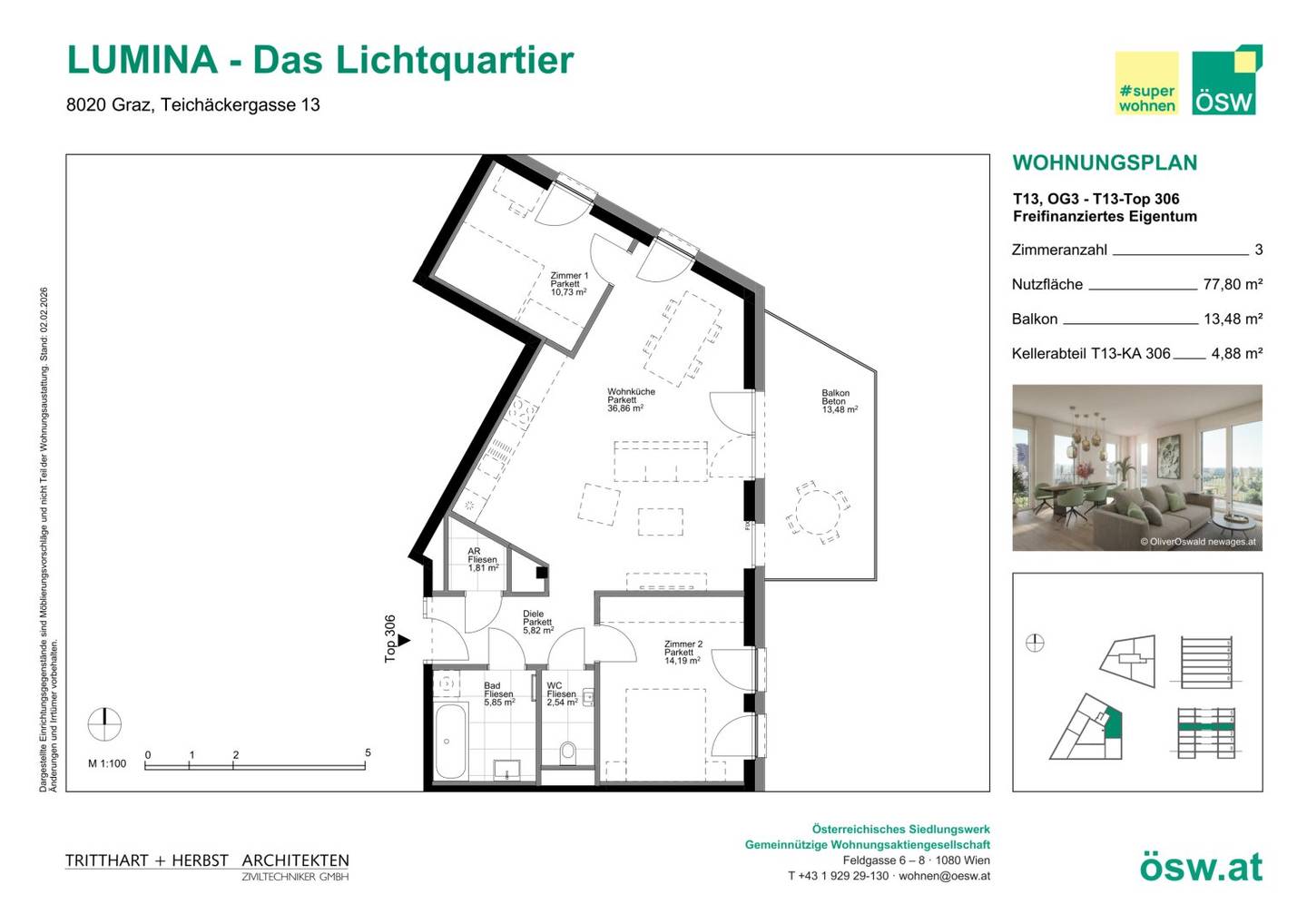 Wohnung Erstbezug Reininghaus Balkon autofrei