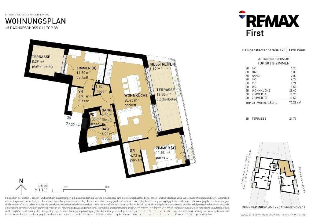 Newly built apartment in Döbling near U4 terrace