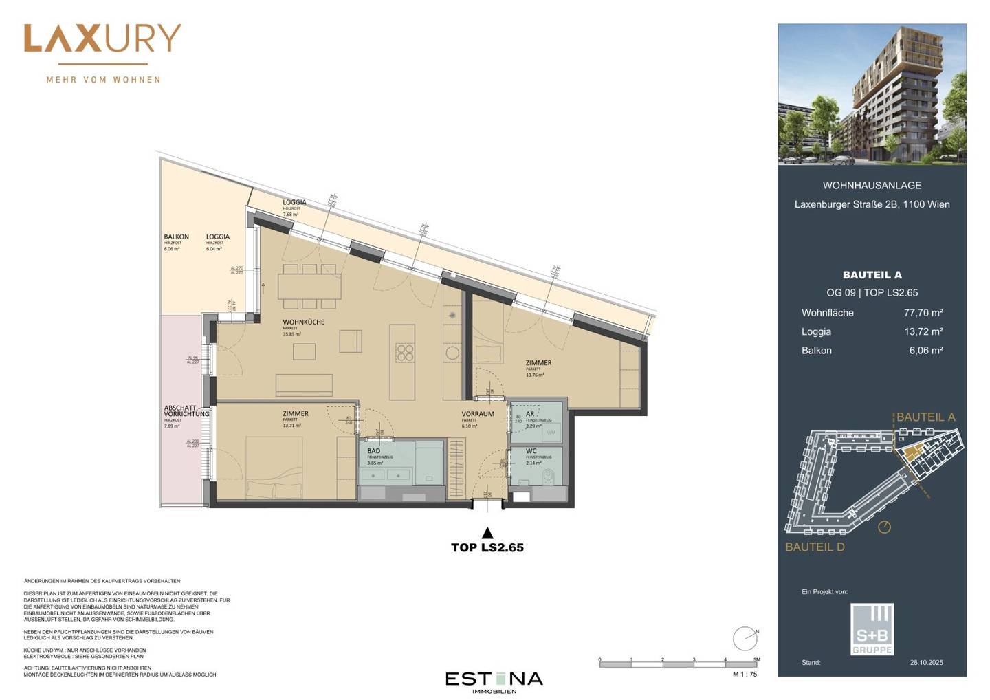 New build apartment with balcony and loggia in prime location