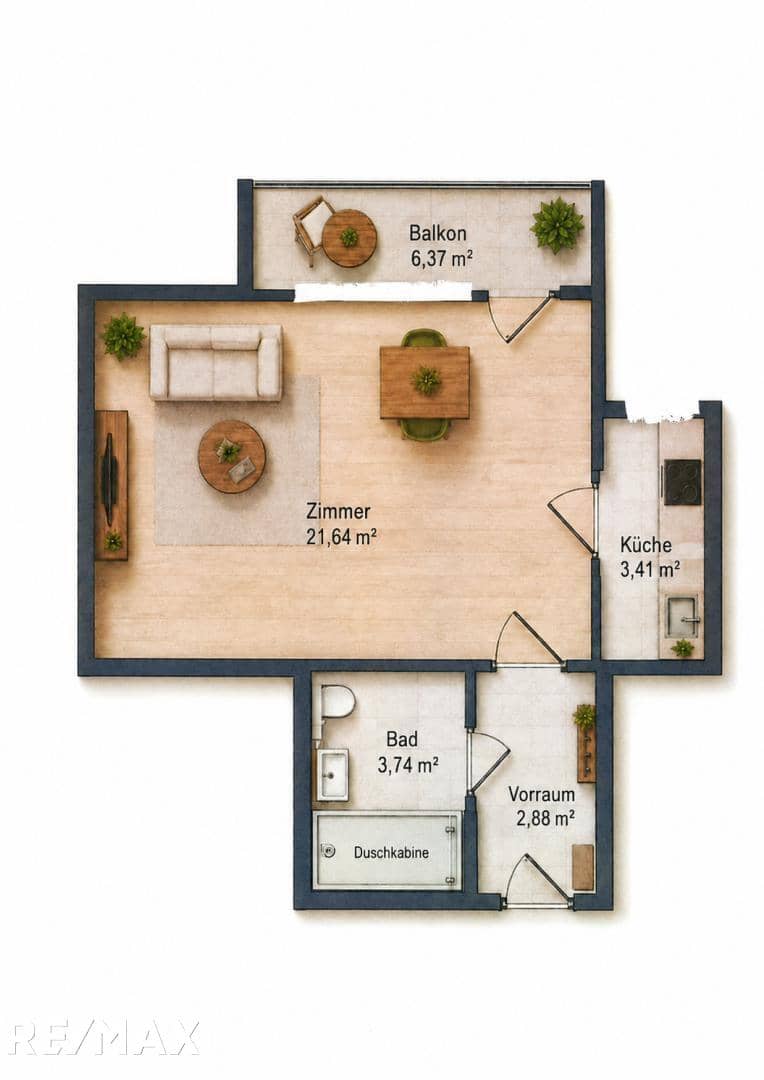 Erstbezug Garçonnière mit Balkon