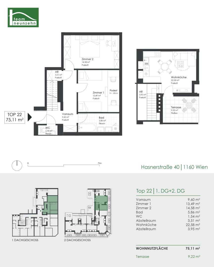 Klimatisierte Maisonette im Erstbezug nahe U6 Thaliastraße mit Terrasse und tollem Ausblick!