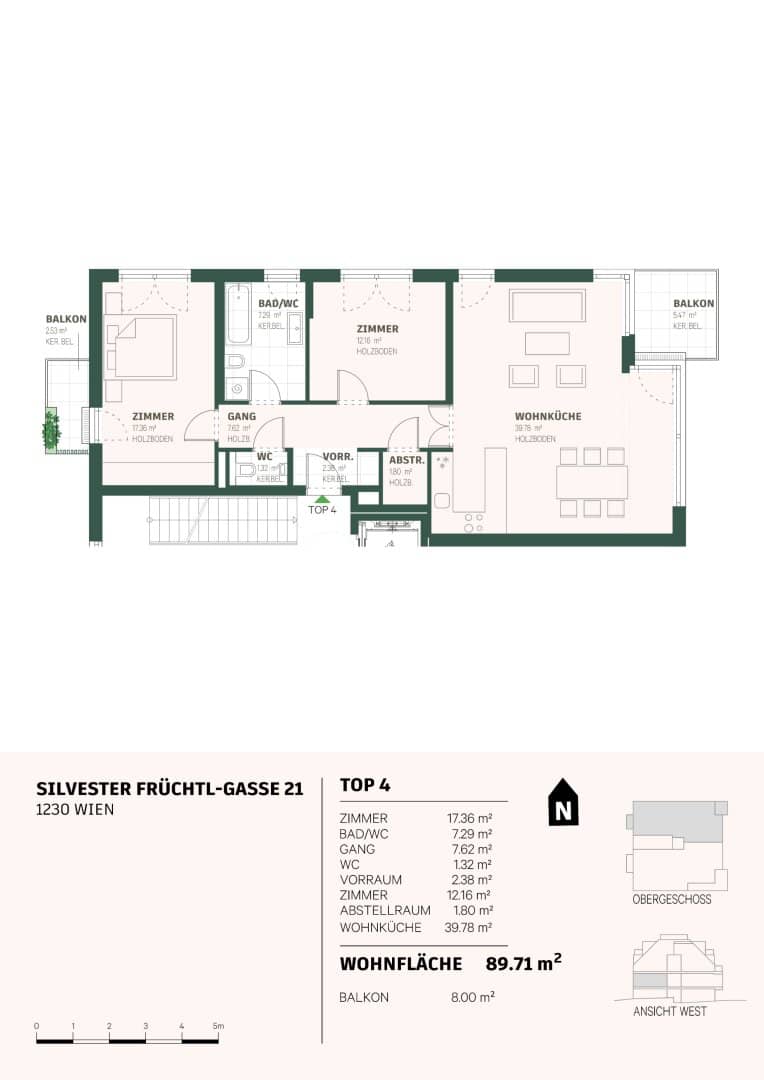 Wohnung Erstbezug in Grünlage nahe Maurerwald Balkon