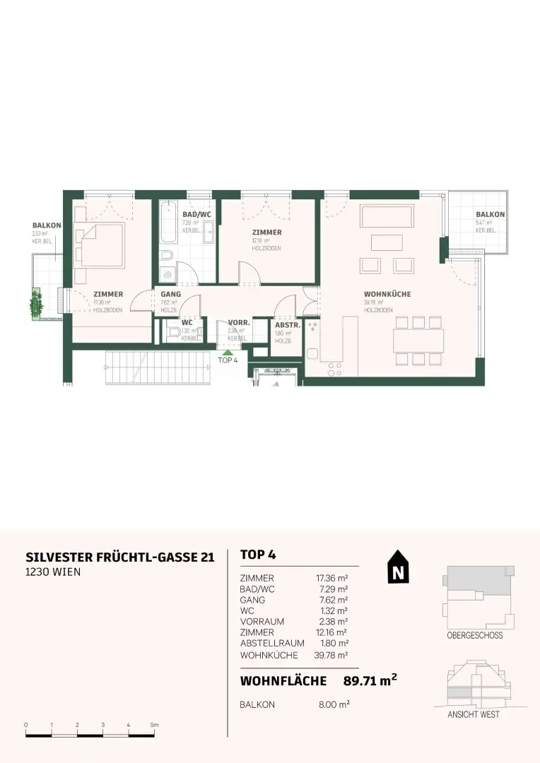 Wohnung Erstbezug in Grünlage nahe Maurerwald Balkon