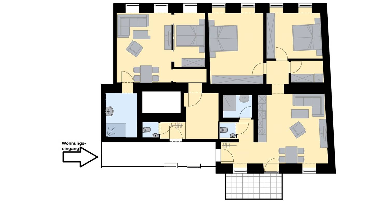 A wing is part of the apartment! Ideal floor plan for a discerning family!
