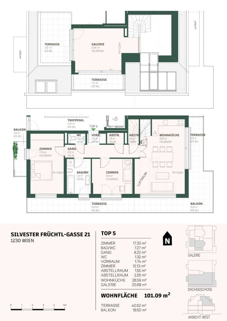 Penthouse mit Grünblick und Terrasse im Neubau
