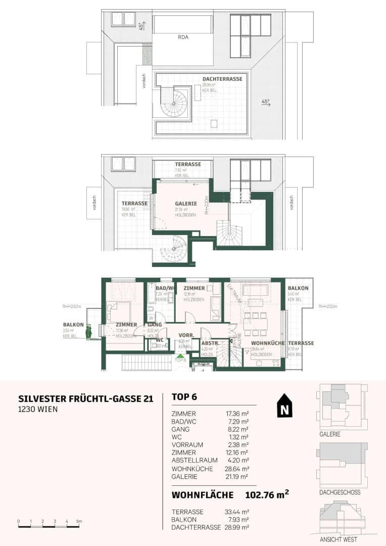 Dachgeschosswohnung Maurer Wald Dachterrasse