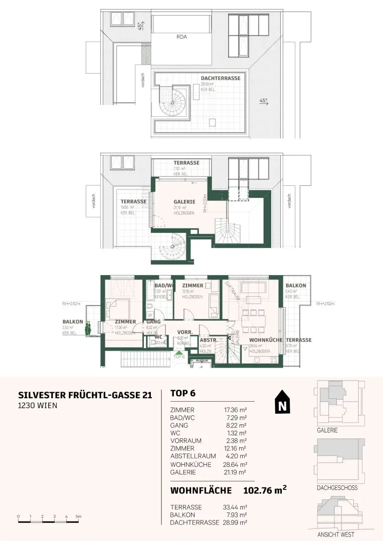 Dachgeschosswohnung Maurer Wald Dachterrasse