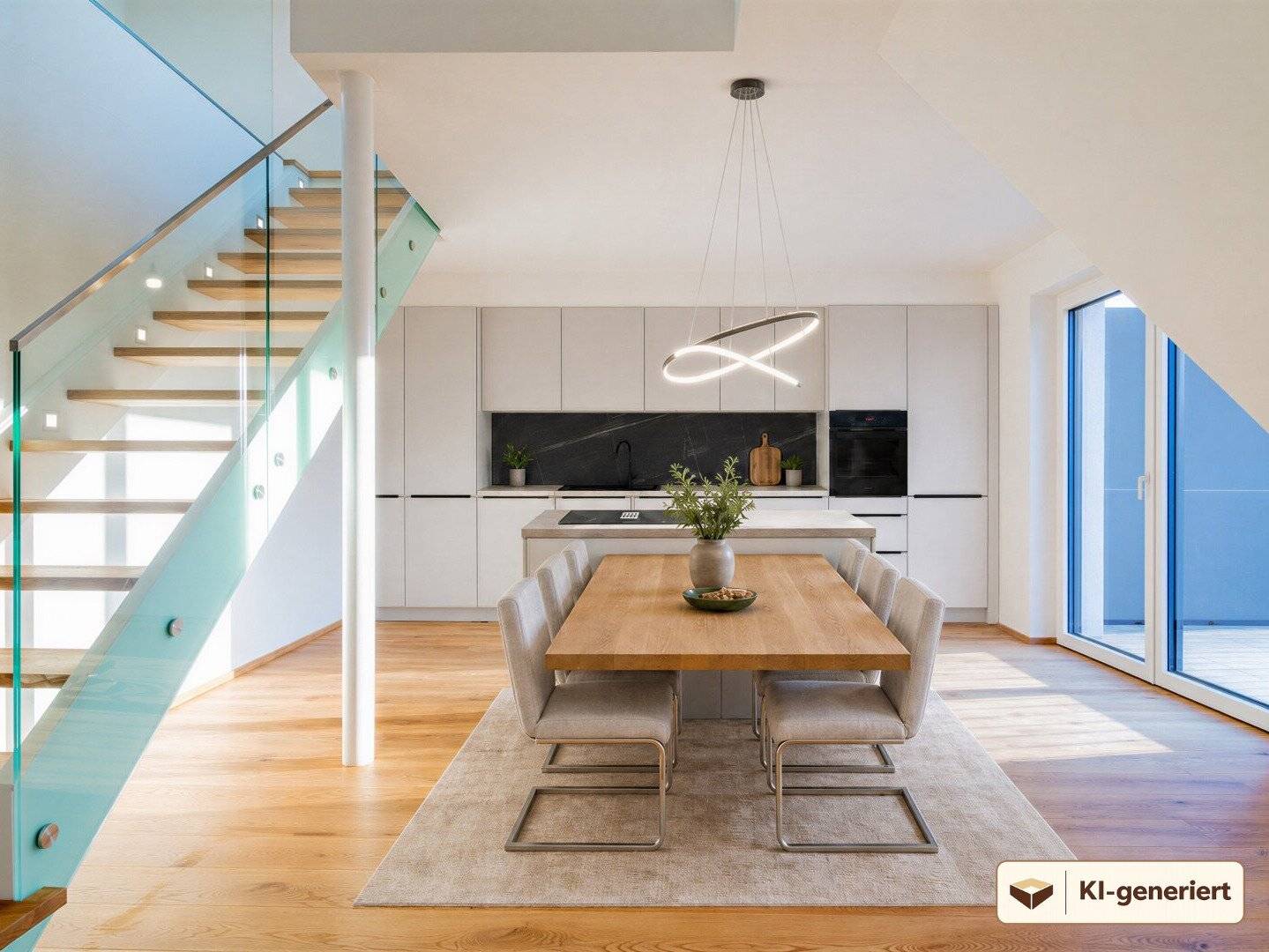 Penthouse with open gallery near the lake