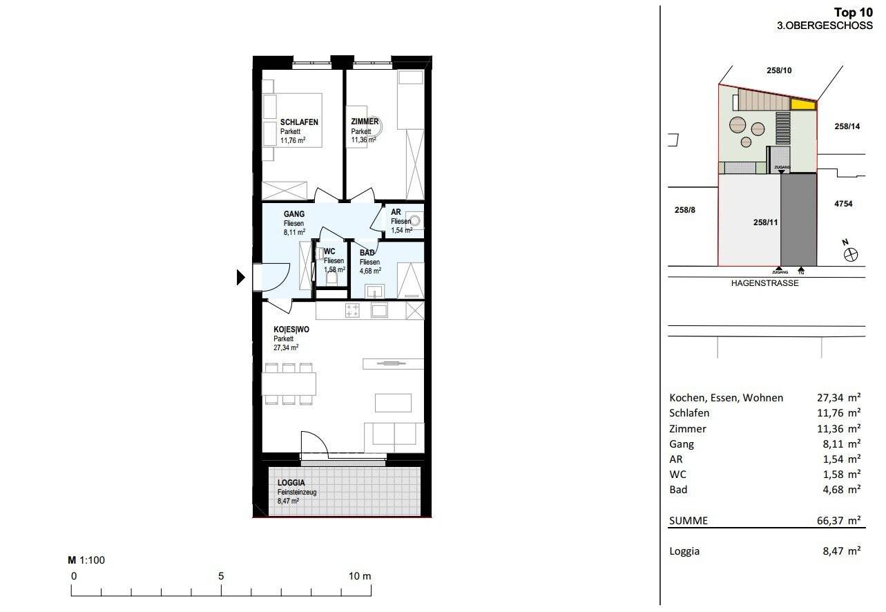 Neubauwohnung im dritten OG mit Loggia