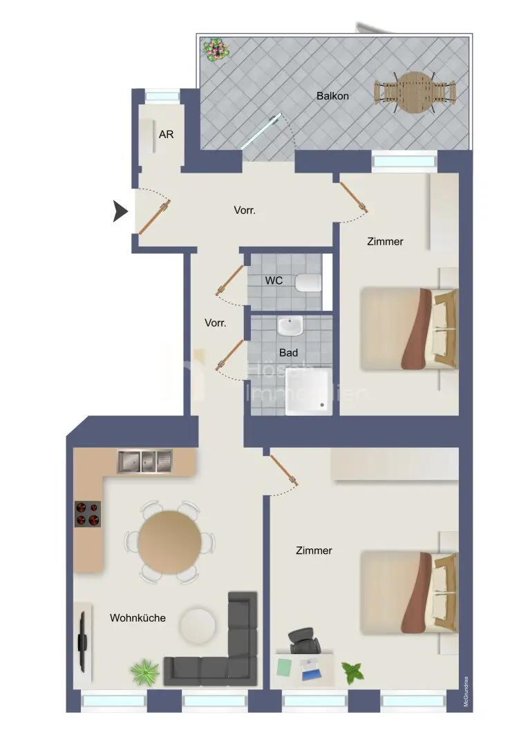 Apartment first occupancy balcony Wilhelminenberg
