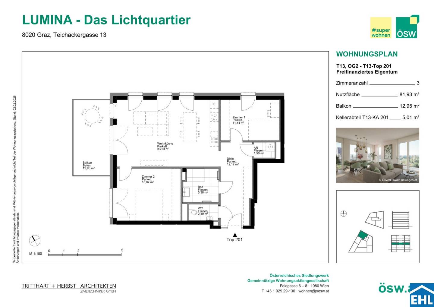 Neubau Wohnung hell Balkon nahe Graz Hauptbahnhof