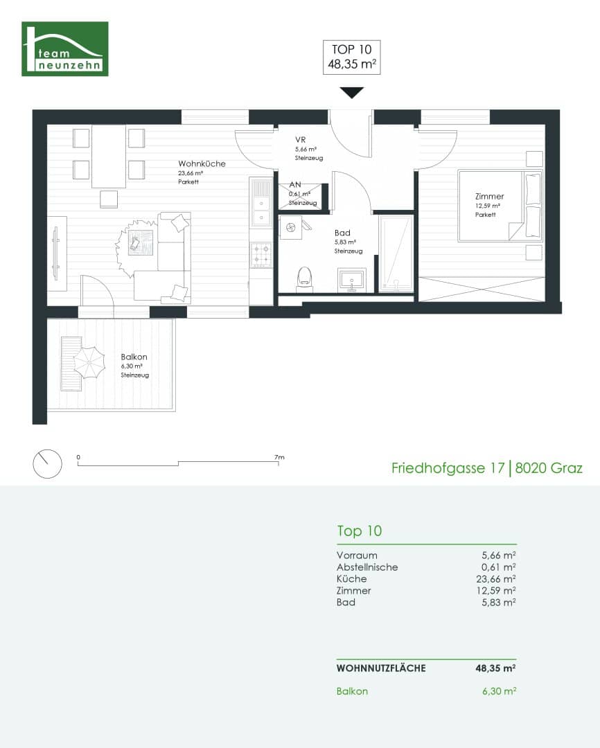 Apartment near Graz Hauptbahnhof with balcony