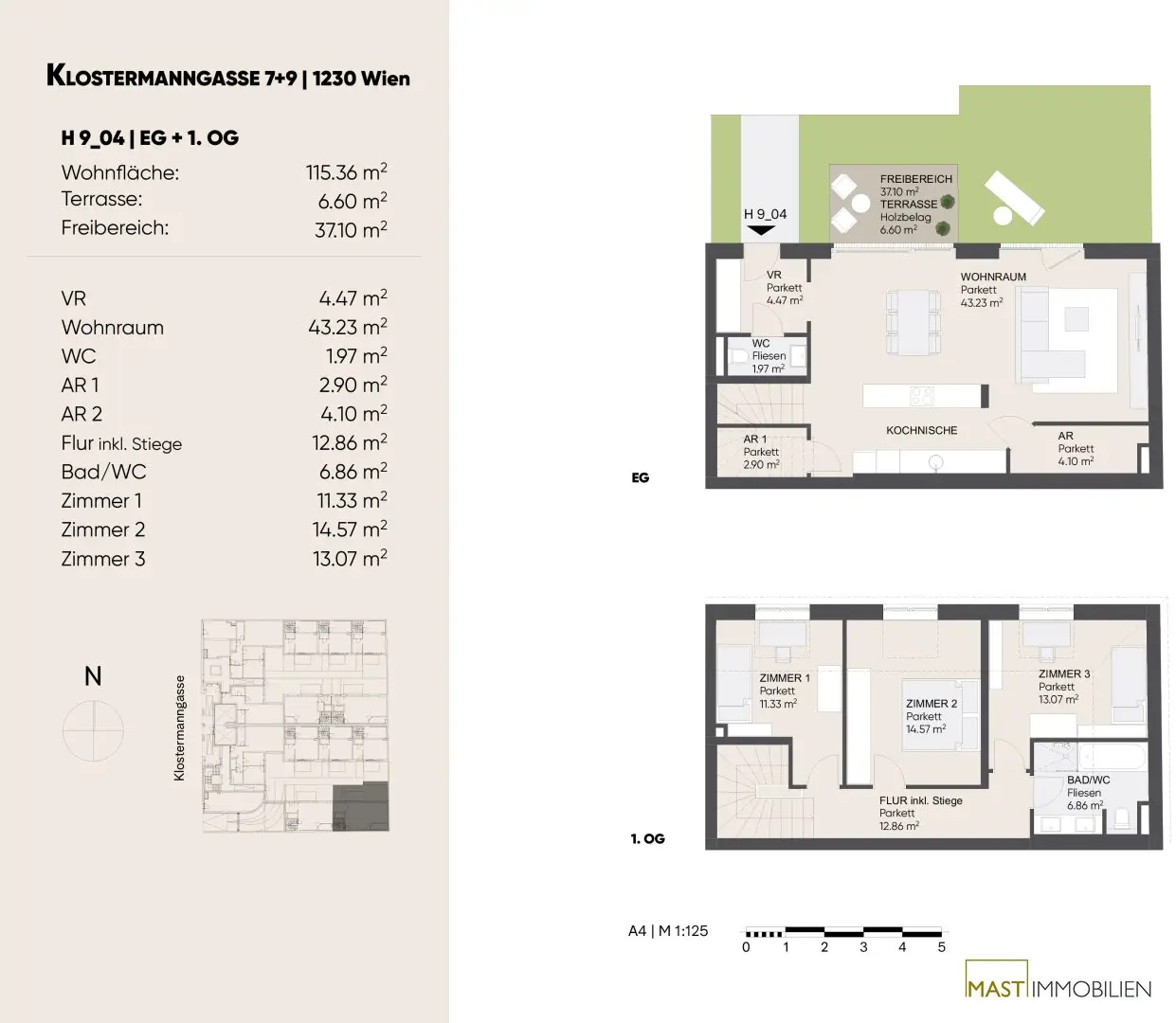 Großzügige 4-Zimmer-Maisonette mit Eigengarten & Geothermie | 1230 Wien