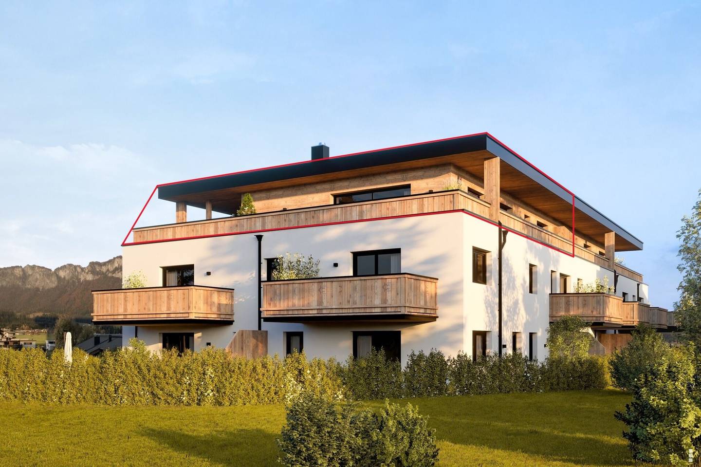 Lichtdurchflutete Dachgeschosswohnung mit Panoramaterrasse und Blick auf den Wilden Kaiser