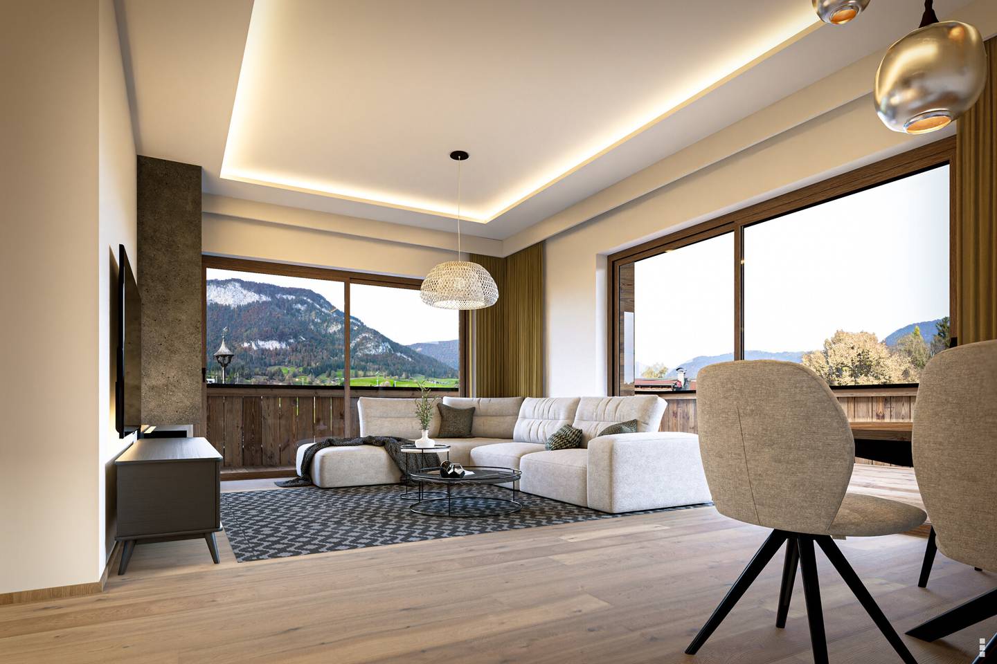 Helle Dachgeschosswohnung mit großer Terrasse und Bergblick