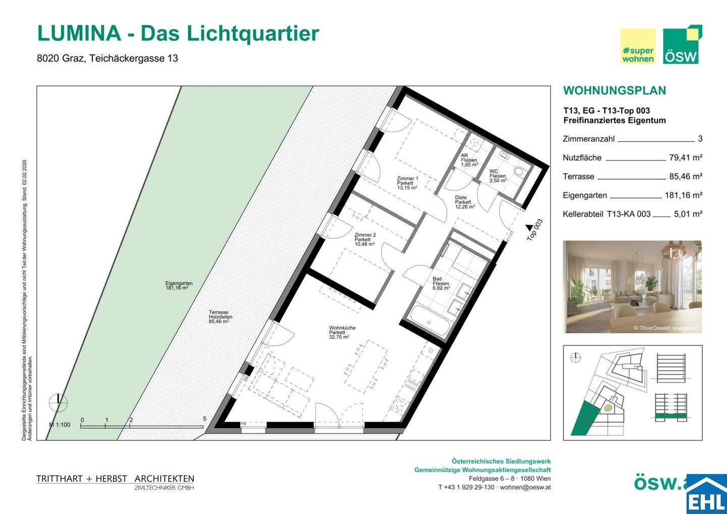 Wohnung mit Garten und Terrasse im autofreien Quartier