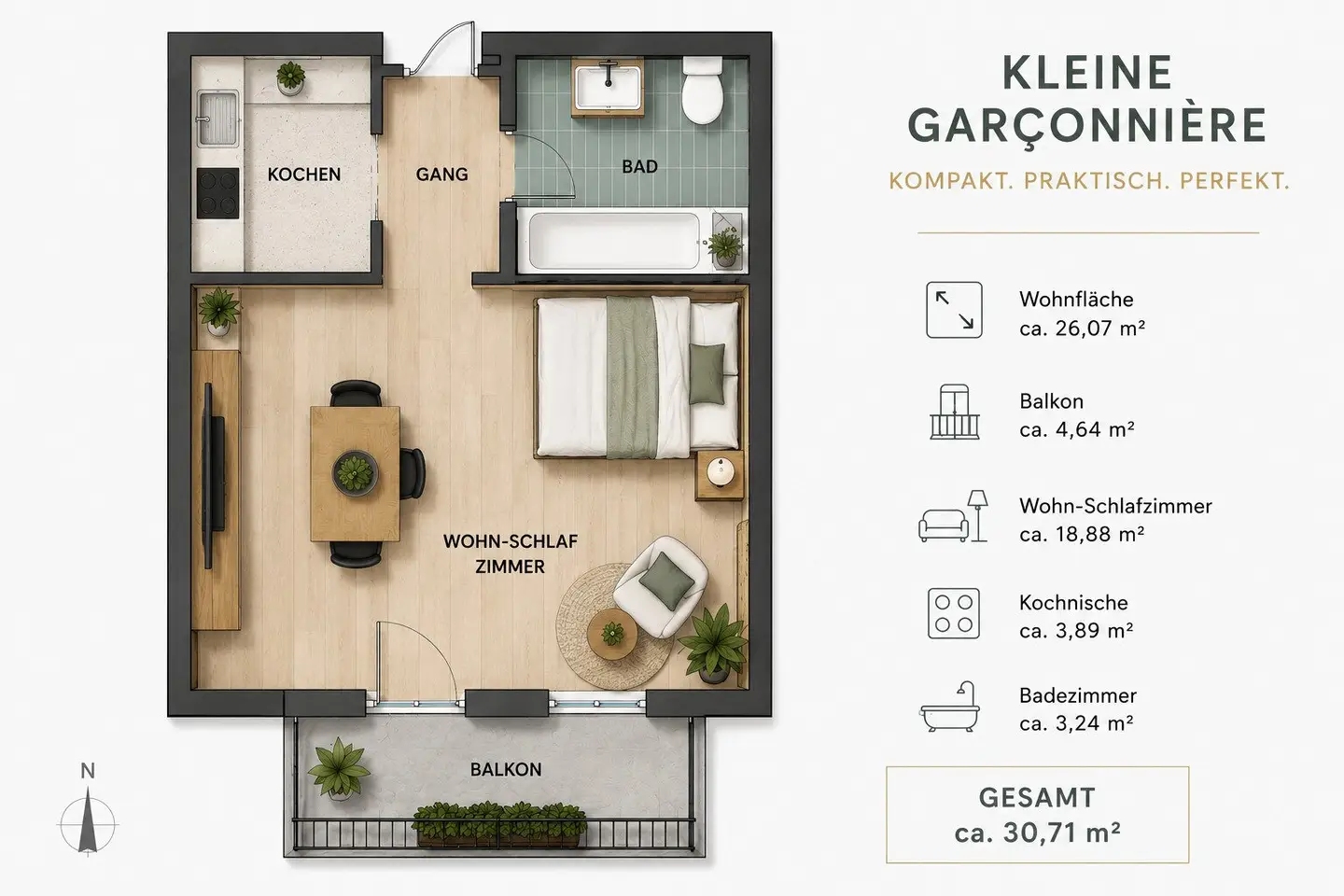 Innsbruck - Vermietete Garçonnière mit Südbalkon in Kliniknähe